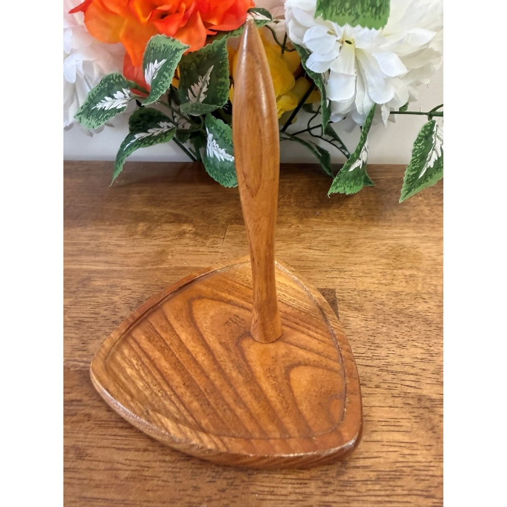 Vintage Mid-Century Modern Wooden Paper Towel Toilet Paper Holder Stand‎ - Picture 3 of 6